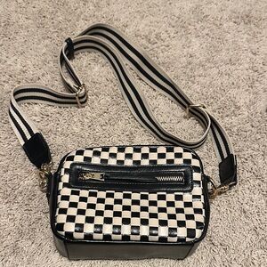 Black and White Checkered Crossbody Bag